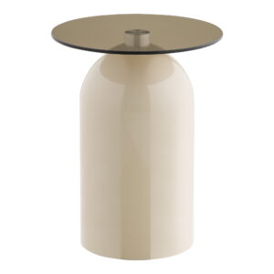 Ravello Hjørnebord, hærdet glas/metal, grå/beige, ø40x52 cm