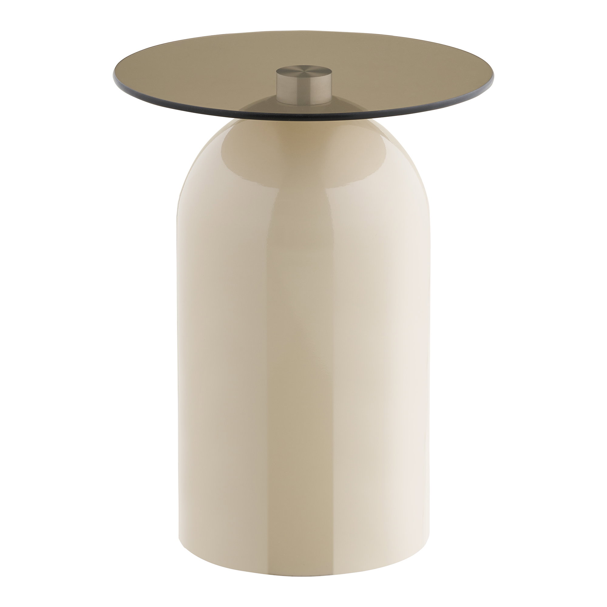 Ravello Hjørnebord, hærdet glas/metal, grå/beige, ø40x52 cm