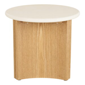 Motril Hjørnebord, cement/askefiner, hvid/natur, ø50x45 cm - Billede 3
