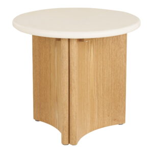 Motril Hjørnebord, cement/askefiner, hvid/natur, ø50x45 cm
