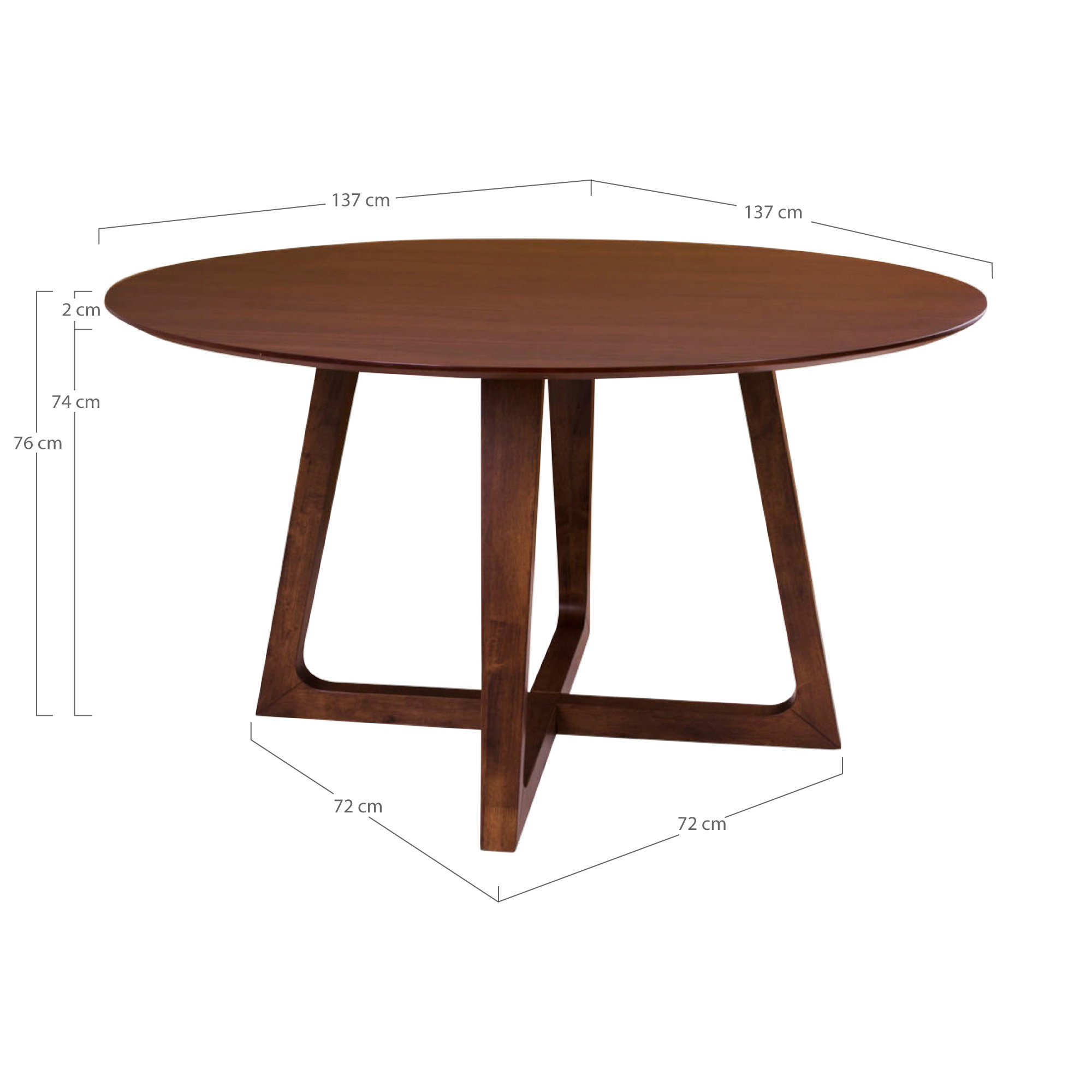 Hellerup Spisebord, valnød finer, ø137x76 cm - Billede 5