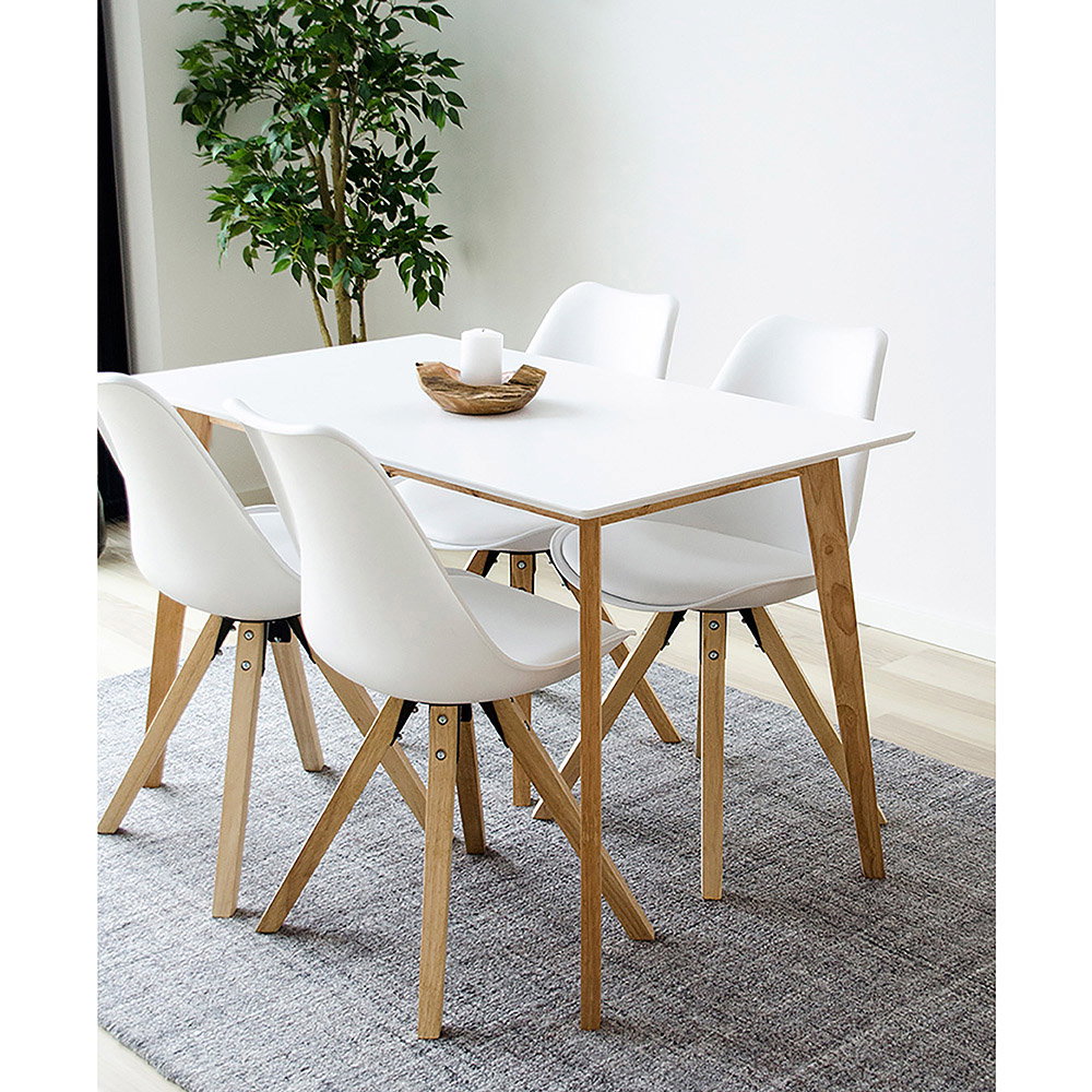 Vojens Spisebord, hvid og natur 70x120xh75 cm - Billede 5