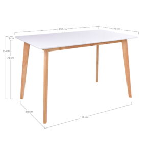 Vojens Spisebord, hvid og natur 70x120xh75 cm - Billede 4