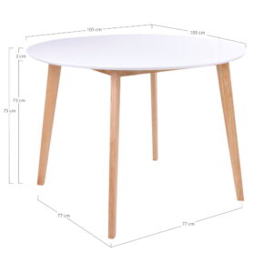 Vojens Spisebord, hvid og natur ø105,75 cm - Billede 3