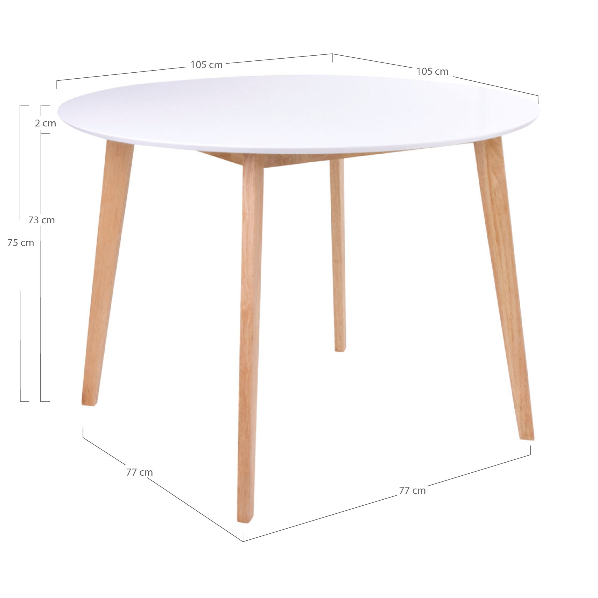 Vojens Spisebord, hvid og natur ø105,75 cm - Billede 3