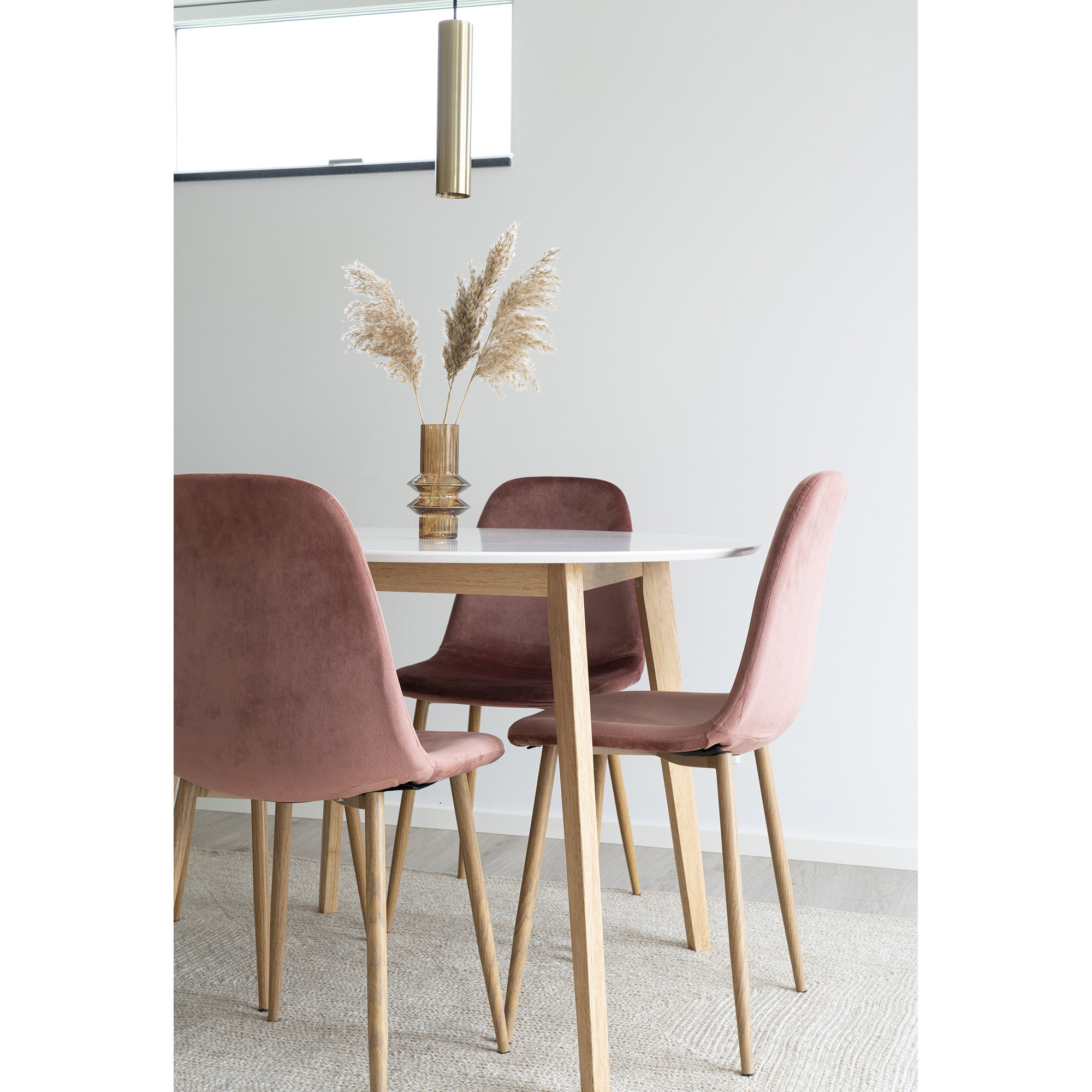 Vojens Spisebord, hvid og natur ø105,75 cm - Billede 5