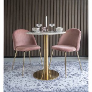 Bolzano Spisebord, marmor look bordplade, messing look base, ø70x75cm - Billede 7