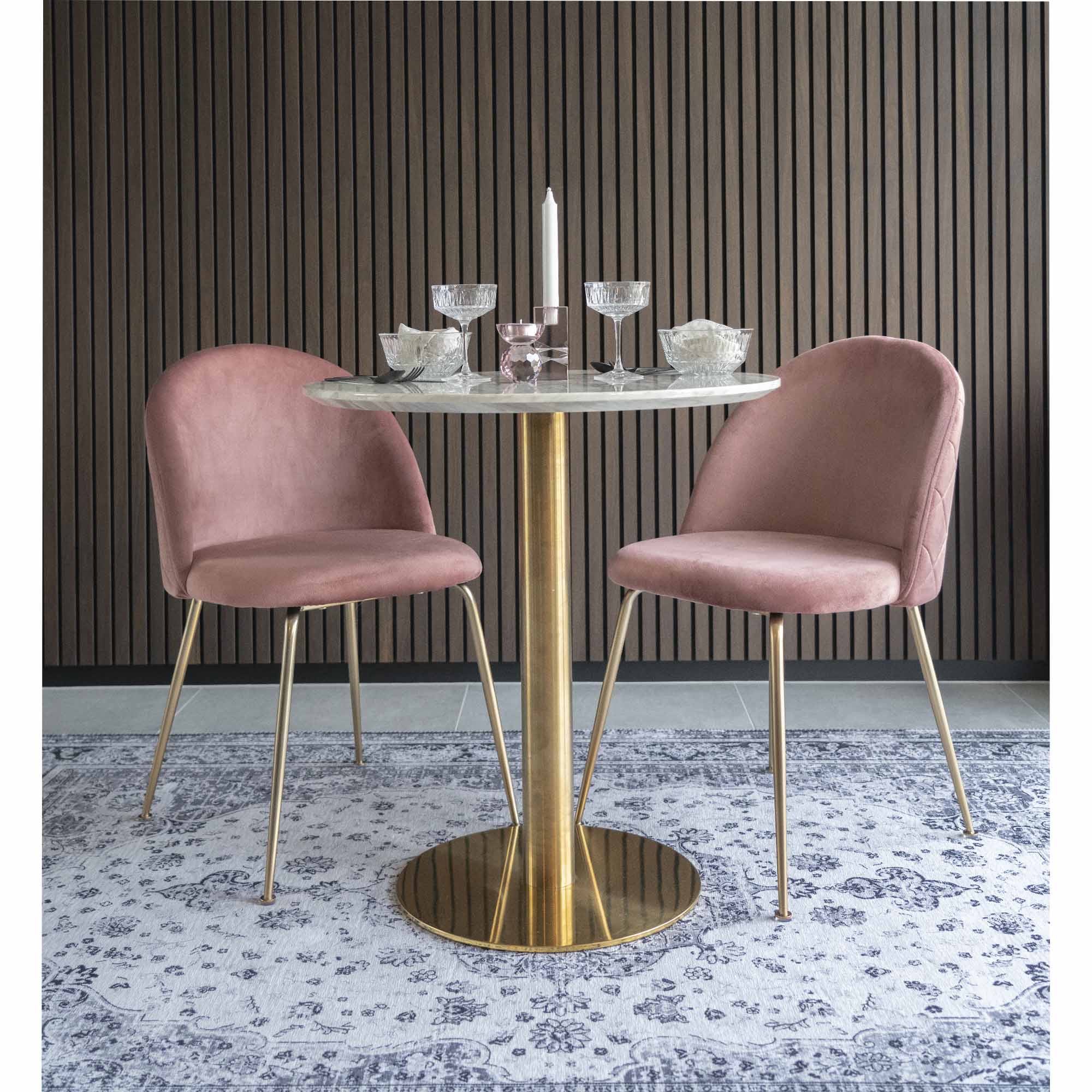Bolzano Spisebord, marmor look bordplade, messing look base, ø70x75cm - Billede 7