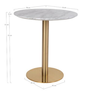 Bolzano Spisebord, marmor look bordplade, messing look base, ø70x75cm - Billede 6