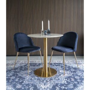 Bolzano Spisebord, marmor look bordplade, messing look base, ø70x75cm - Billede 8