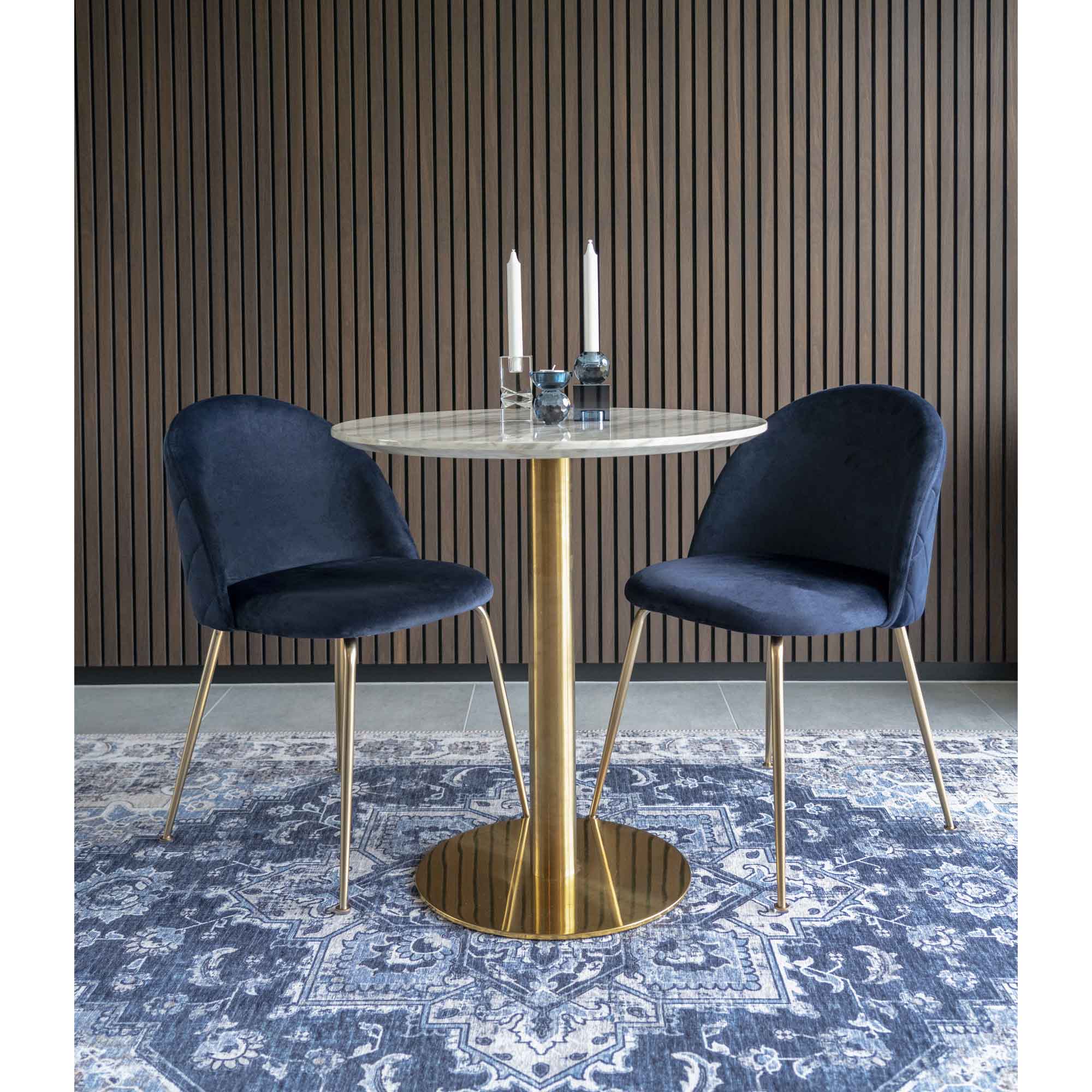 Bolzano Spisebord, marmor look bordplade, messing look base, ø70x75cm - Billede 8