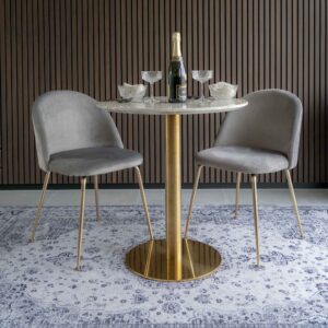 Bolzano Spisebord, marmor look bordplade, messing look base, ø70x75cm - Billede 9