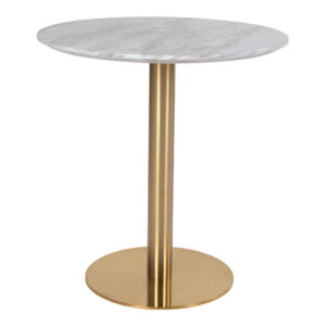 Bolzano Spisebord, marmor look bordplade, messing look base, ø70x75cm