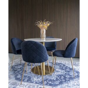 Bolzano Spisebord, marmor look bordplade, messing look base, ø90x75cm - Billede 7