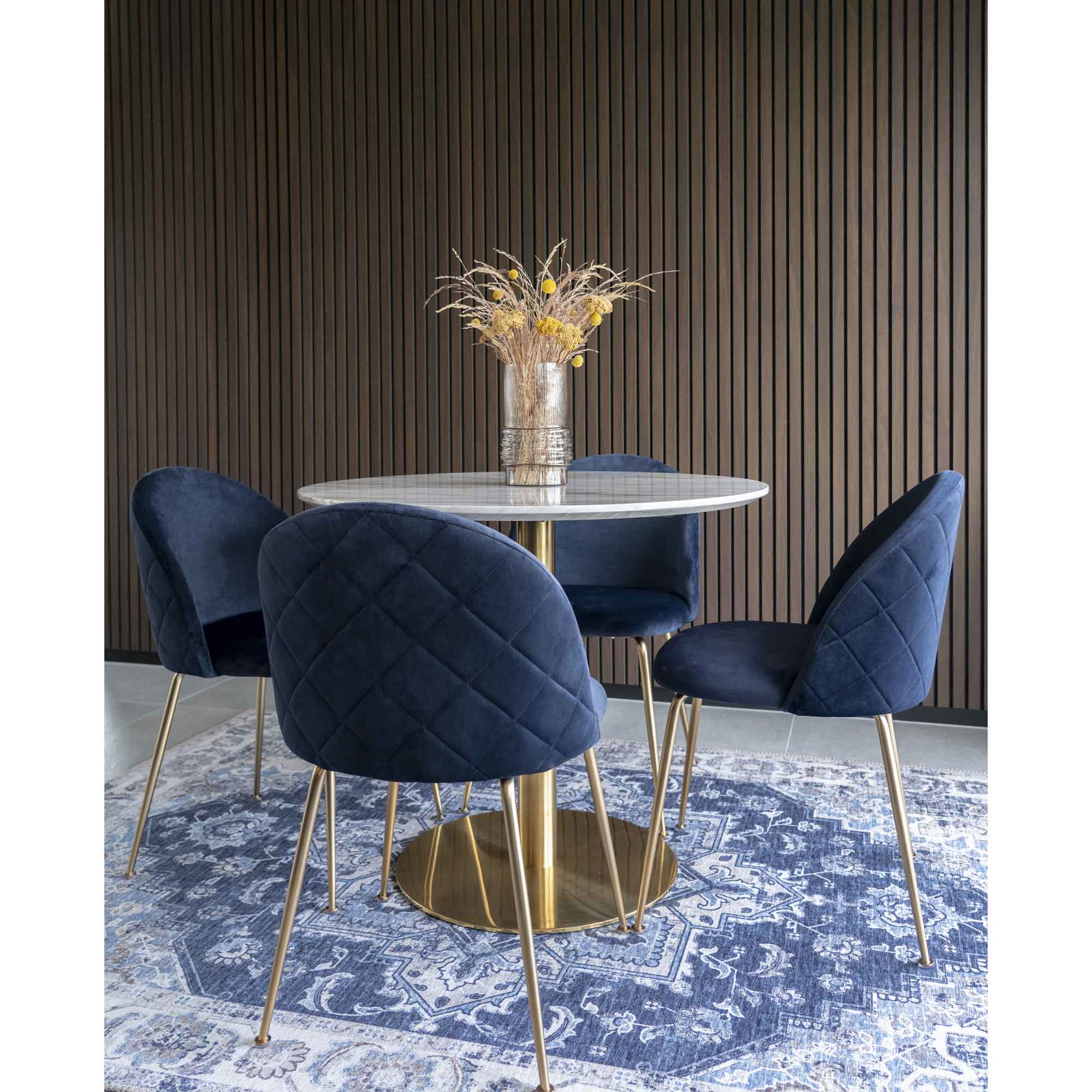 Bolzano Spisebord, marmor look bordplade, messing look base, ø90x75cm - Billede 7