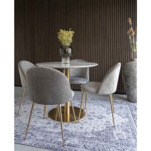 Bolzano Spisebord, marmor look bordplade, messing look base, ø90x75cm - Billede 8