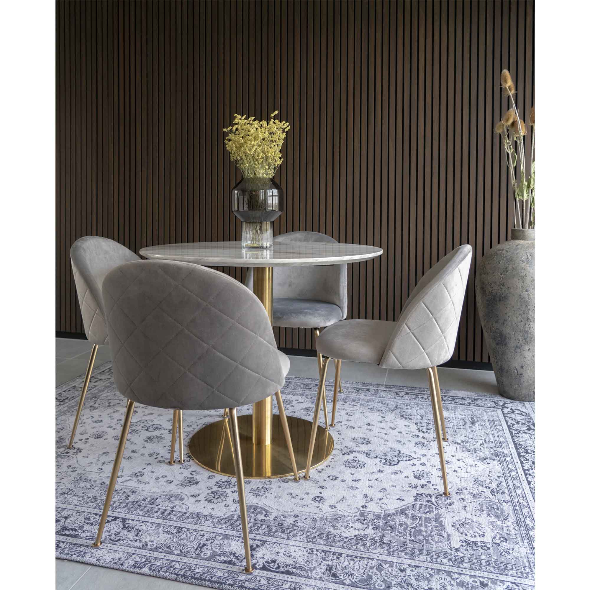 Bolzano Spisebord, marmor look bordplade, messing look base, ø90x75cm - Billede 8
