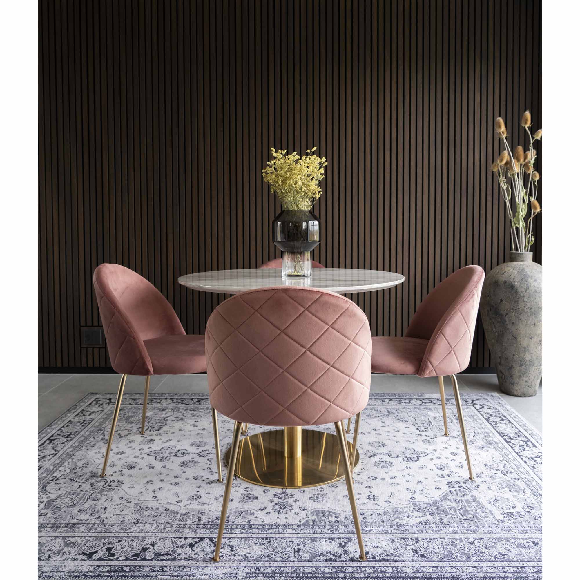 Bolzano Spisebord, marmor look bordplade, messing look base, ø90x75cm - Billede 9