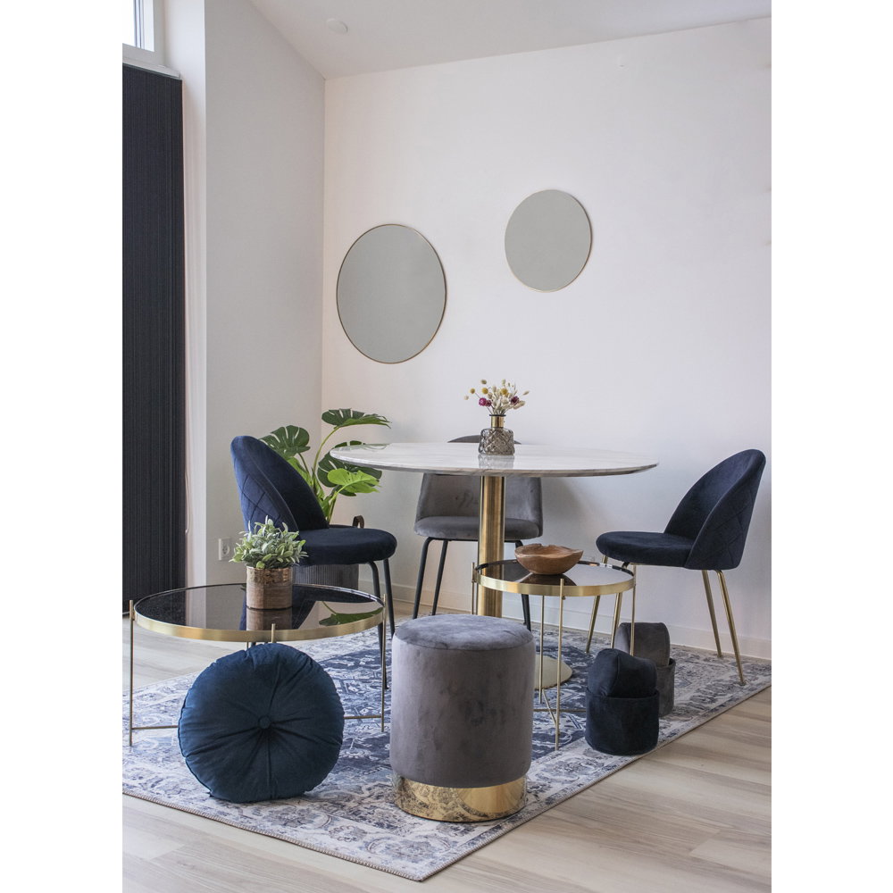Bolzano Spisebord, marmor look bordplade, messing look base, ø110x75cm - Billede 7