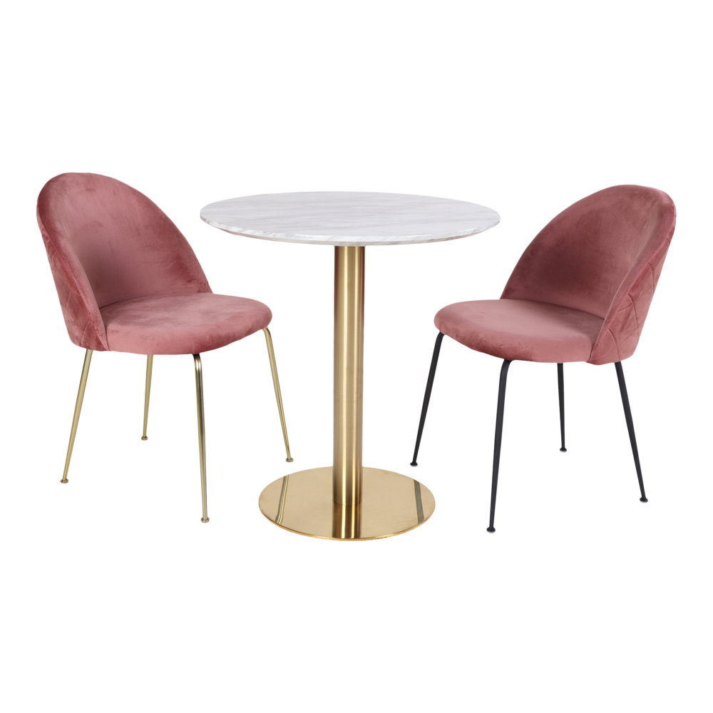 Bolzano Spisebord, marmor look bordplade, messing look base, ø110x75cm - Billede 4