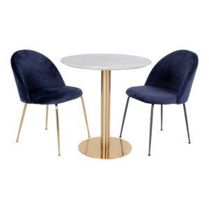 Bolzano Spisebord, marmor look bordplade, messing look base, ø110x75cm - Billede 5