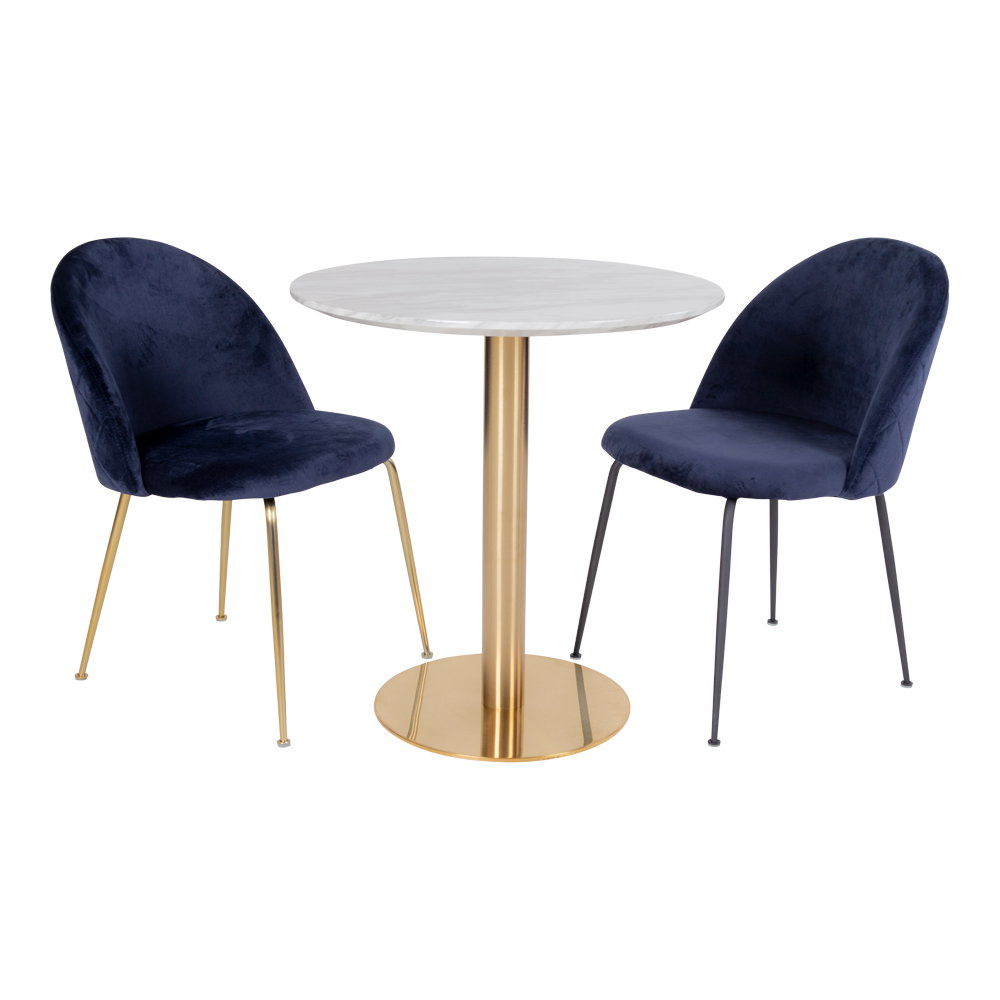 Bolzano Spisebord, marmor look bordplade, messing look base, ø110x75cm - Billede 5