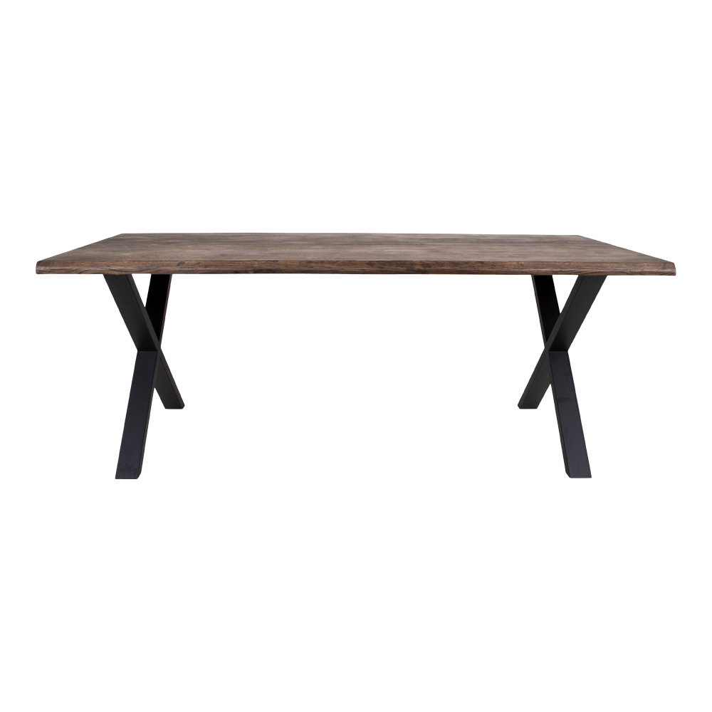 Toulon Spisebord med bølget kant, egetræ, smoked, forberedt til tillægsplader, 95x200x75 cm - Billede 2
