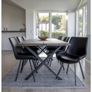 Toulon Spisebord med bølget kant, egetræ, smoked, forberedt til tillægsplader, 95x200x75 cm - Billede 8