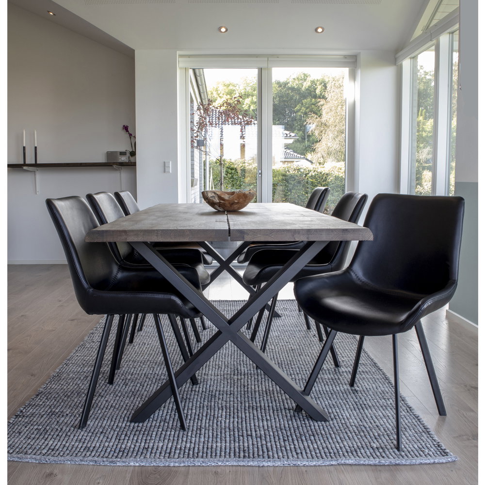 Toulon Spisebord med bølget kant, egetræ, smoked, forberedt til tillægsplader, 95x200x75 cm - Billede 8