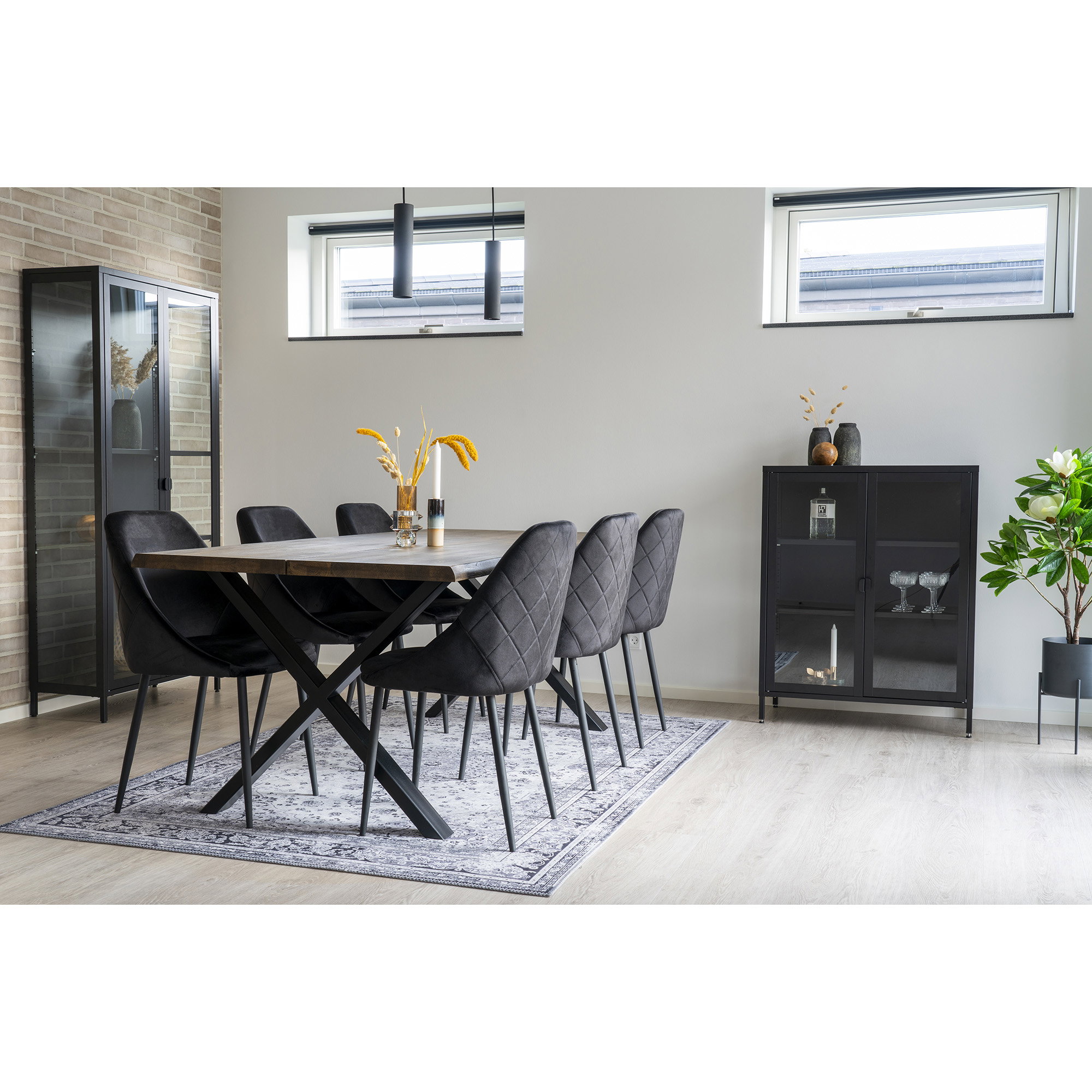 Toulon Spisebord med bølget kant, egetræ, smoked, forberedt til tillægsplader, 95x200x75 cm - Billede 11