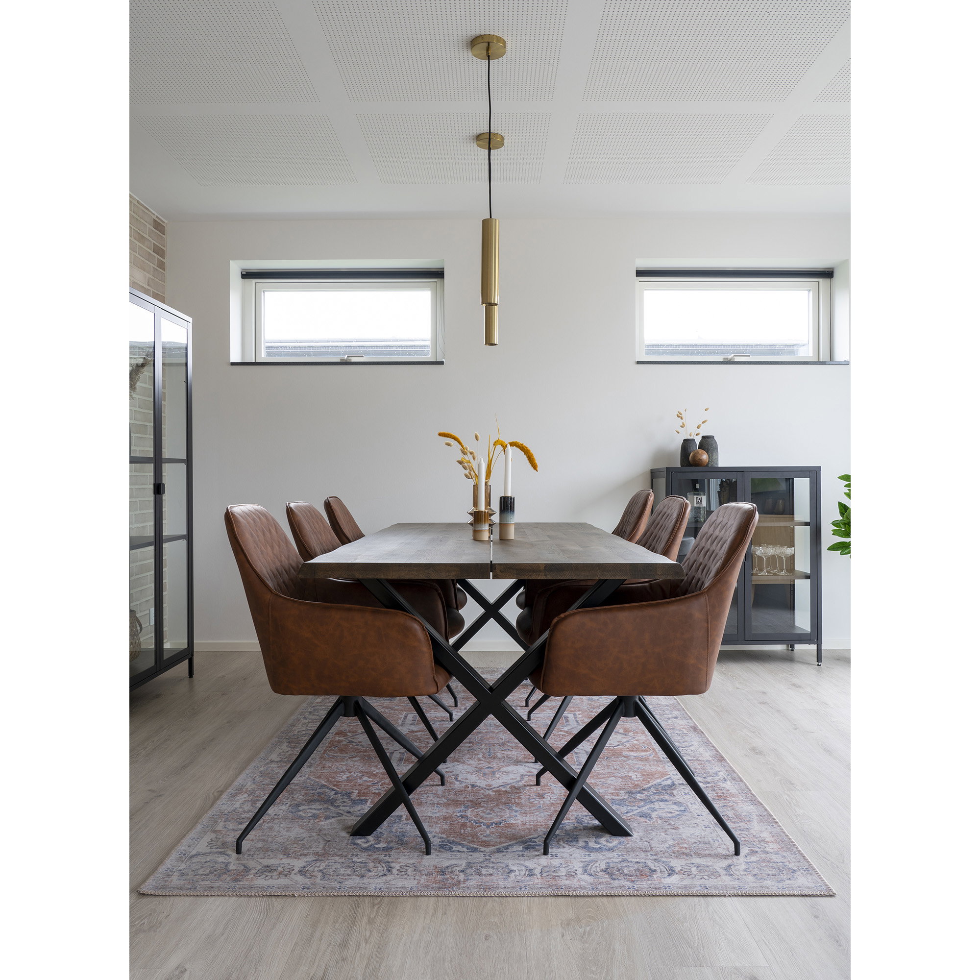 Toulon Spisebord med bølget kant, egetræ, smoked, forberedt til tillægsplader, 95x200x75 cm - Billede 12