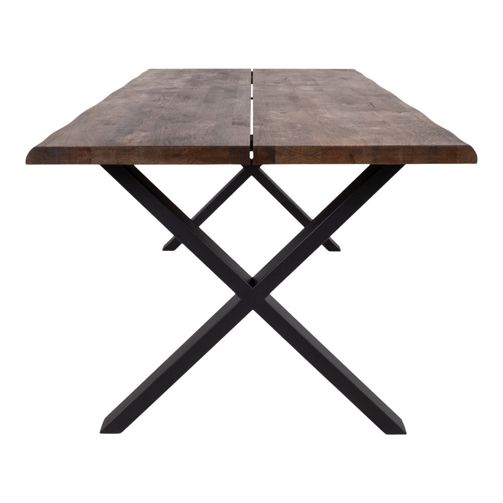 Toulon Spisebord med bølget kant, egetræ, smoked, forberedt til tillægsplader, 95x200x75 cm - Billede 3
