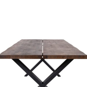 Toulon Spisebord med bølget kant, egetræ, smoked, forberedt til tillægsplader, 95x200x75 cm - Billede 4