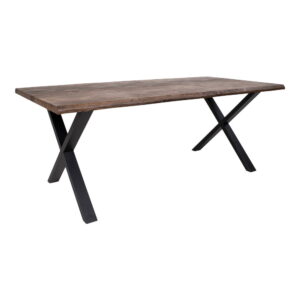 Toulon Spisebord med bølget kant, egetræ, smoked, forberedt til tillægsplader, 95x200x75 cm