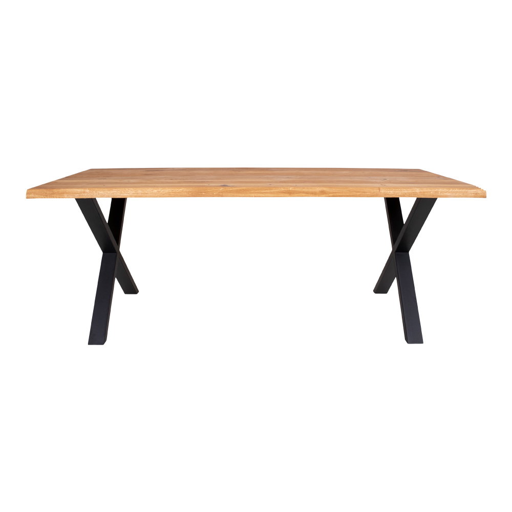 Toulon Spisebord med bølget kant, egetræ, natur, forberedt til tillægsplader, 95x200x75 cm - Billede 2