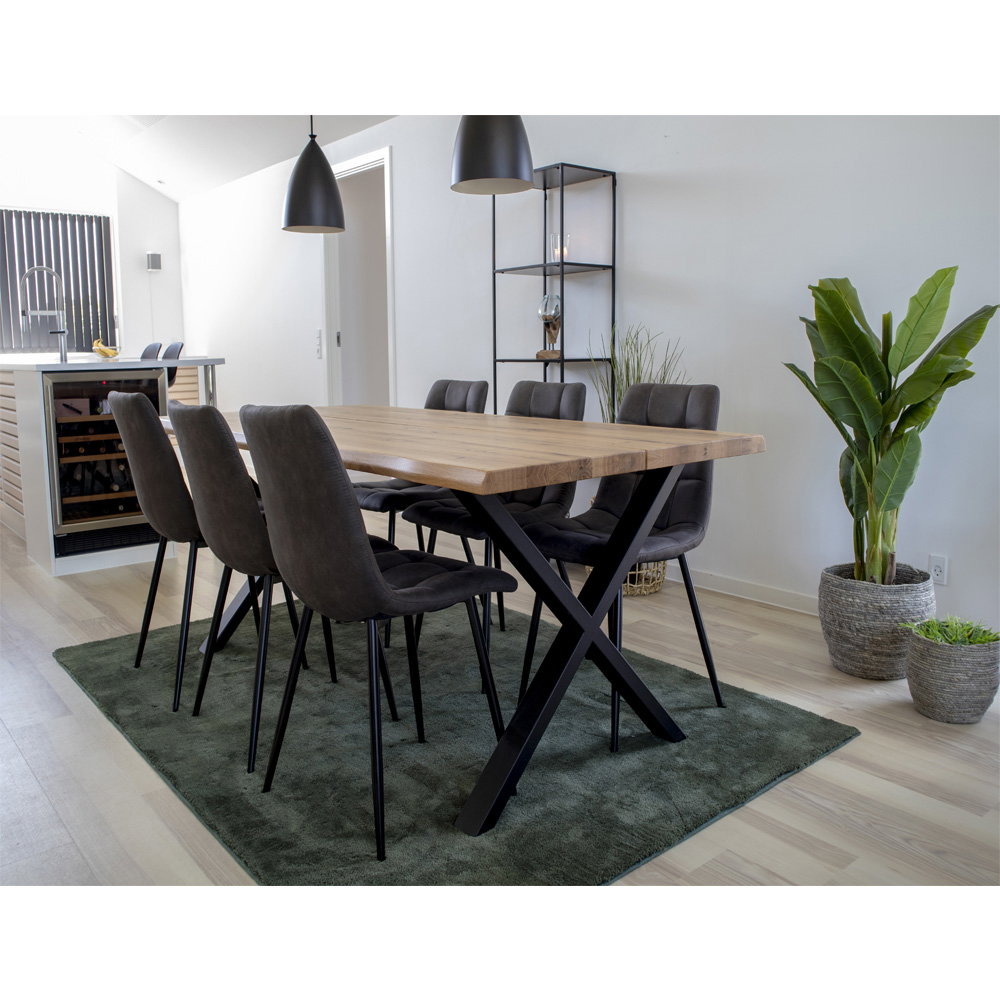 Toulon Spisebord med bølget kant, egetræ, natur, forberedt til tillægsplader, 95x200x75 cm - Billede 8