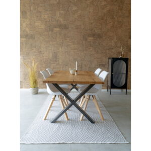 Toulon Spisebord med bølget kant, egetræ, natur, forberedt til tillægsplader, 95x200x75 cm - Billede 9