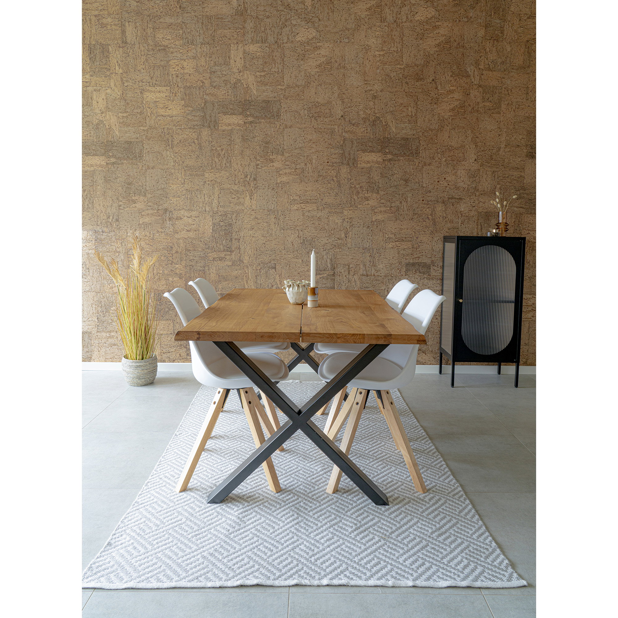 Toulon Spisebord med bølget kant, egetræ, natur, forberedt til tillægsplader, 95x200x75 cm - Billede 9
