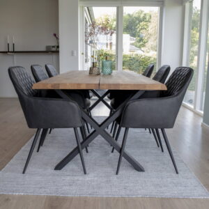 Toulon Spisebord med bølget kant, egetræ, natur, forberedt til tillægsplader, 95x200x75 cm - Billede 12