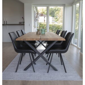 Toulon Spisebord med bølget kant, egetræ, natur, forberedt til tillægsplader, 95x200x75 cm - Billede 14
