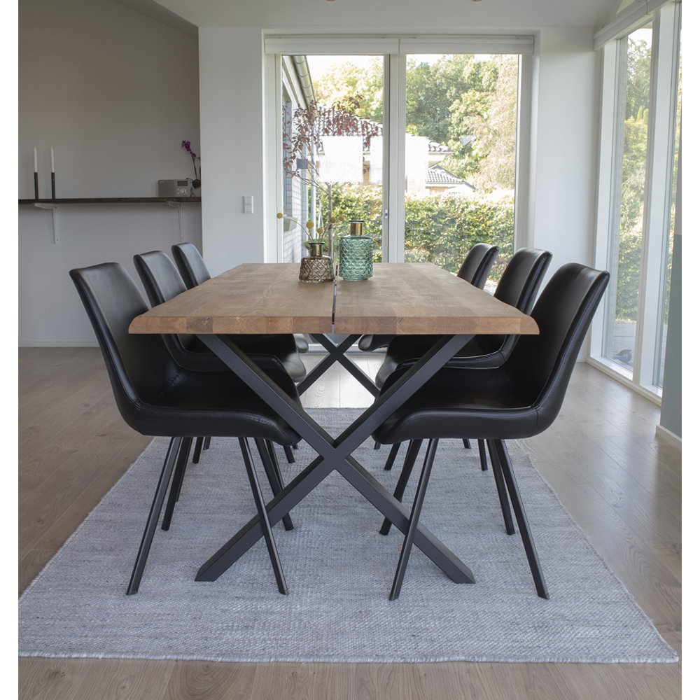 Toulon Spisebord med bølget kant, egetræ, natur, forberedt til tillægsplader, 95x200x75 cm - Billede 14
