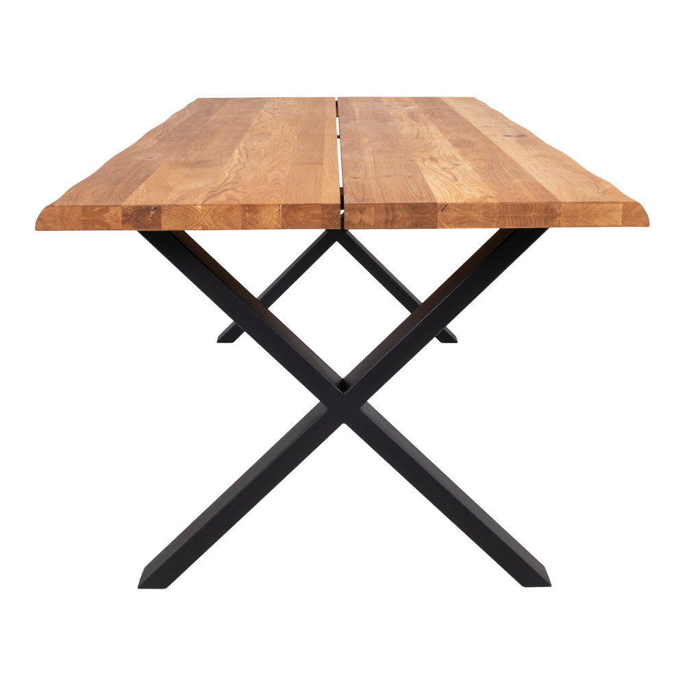 Toulon Spisebord med bølget kant, egetræ, natur, forberedt til tillægsplader, 95x200x75 cm - Billede 3