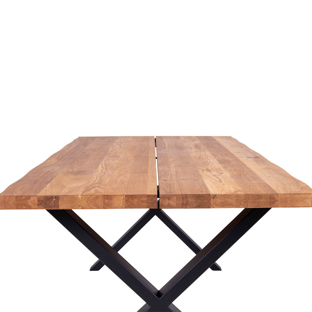 Toulon Spisebord med bølget kant, egetræ, natur, forberedt til tillægsplader, 95x200x75 cm - Billede 4