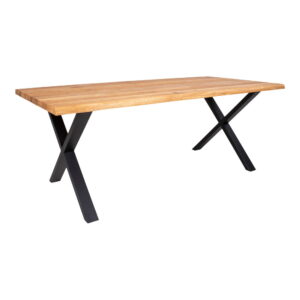 Toulon Spisebord med bølget kant, egetræ, natur, forberedt til tillægsplader, 95x200x75 cm