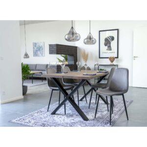 Toulon Spisebord med bølget kant, egetræ, smoked, forberedt til tillægsplader, 95x140x75 cm - Billede 4