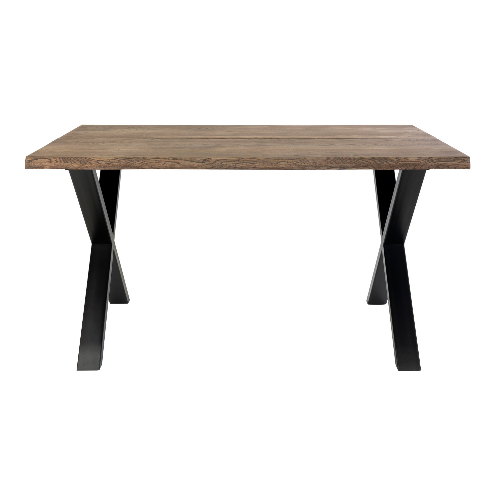 Toulon Spisebord med bølget kant, egetræ, smoked, forberedt til tillægsplader, 95x140x75 cm - Billede 2