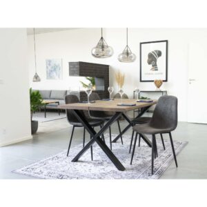 Toulon Spisebord med bølget kant, egetræ, smoked, forberedt til tillægsplader, 95x140x75 cm - Billede 5