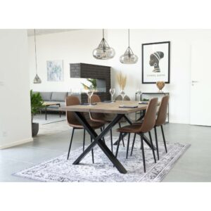 Toulon Spisebord med bølget kant, egetræ, smoked, forberedt til tillægsplader, 95x140x75 cm - Billede 6
