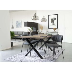 Toulon Spisebord med bølget kant, egetræ, smoked, forberedt til tillægsplader, 95x140x75 cm - Billede 7
