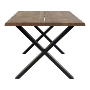 Toulon Spisebord med bølget kant, egetræ, smoked, forberedt til tillægsplader, 95x140x75 cm - Billede 3